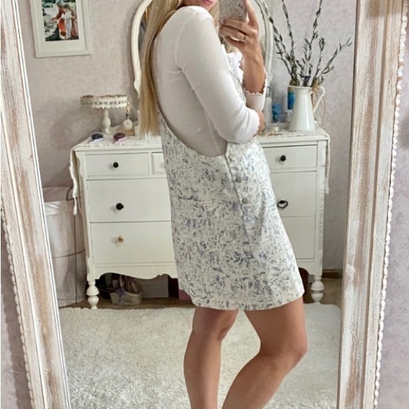 Acid Wash Floral Overall Dress- Size Small - Picture 6 of 10